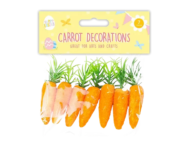 Pack of 7 Easter carrot Decoration