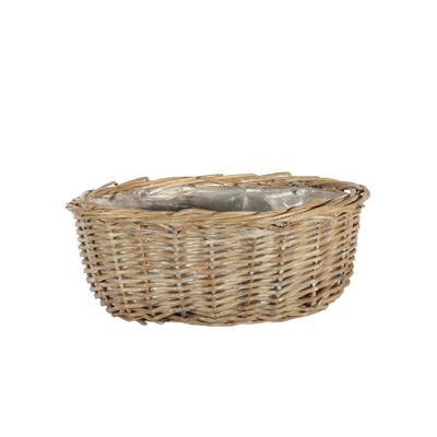 Oval Basket Split Willow with Full Willow Trim and Liner - 28x21xH12cm