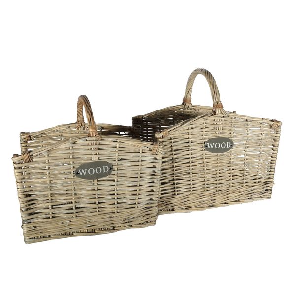 Set of 2 Rectangle  Basket W/handle