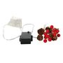 180cm Outdoor Light Garland. 15 xWarm White LED w/Red Berries and Cones. AA Batt