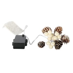 180cm Outdoor Light Garland. 15 x Cool White LED w/White Berries and Cones. AA B