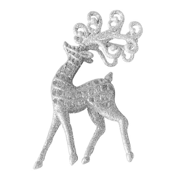 Glitter Reindeer Hanging Decoration - Silver