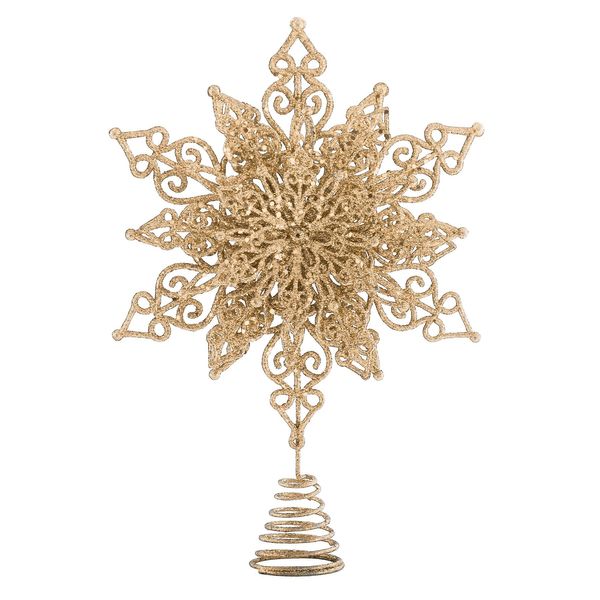Glitter Snowflake Tree Topper - Gold - 32cm