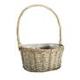 Oval Split Willow Basket With Handle and Liner - Grey Wash - Dia 32cm