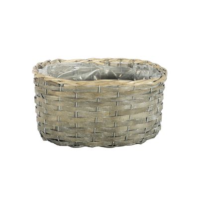 Oval Wood Chip Basket -Full Willow Rim and Liner - 27x20xH13cm 