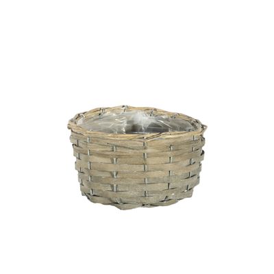 Round Woodchip Basket - Full Willow Rim and Liner -18xH11cm