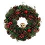 Xmas Wreath - Cones Red Baubles & Owl - 36cm