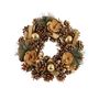Xmas Wreath - Gold Tipped  Cones / Bauble / Natural Flower - 30cm