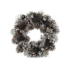 Xmas Wreath -  Assorted  Cones & Berries - Silver - 30cm