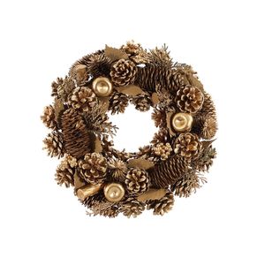 Xmas Wreath -  Assorted Cones / Apples / Berries - Gold - 30cm
