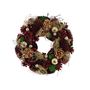 Xmas Wreath - Burgundy Cones / Gold Baubles -30cm