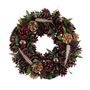 Xmas Wreath - Assorted Cones  / Leaves / Baubles - Burgundy / Gold -36cm