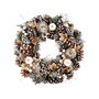 Xmas Wreath - Snowy Tipped Assorted Cones / White Frosted Apple - 36cm