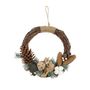Half Wreath - Cones / 2 Sitting Birds - Natural - 36cm
