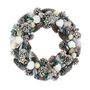 Xmas Wreath - White & Natural Cones & White Pom Poms  & Stars - 45cm