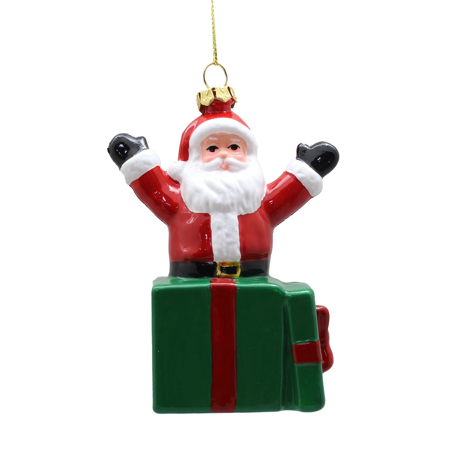 Santa in Giftbox Ornament - 10cm