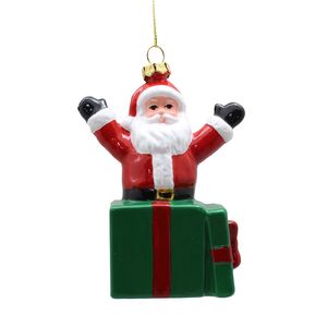 Santa in Giftbox Ornament - 10cm