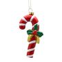 Candy  Cane with Holly leaves Ornament - 12cm