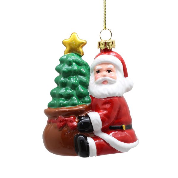 Santa with Tree Ornament - 10cm