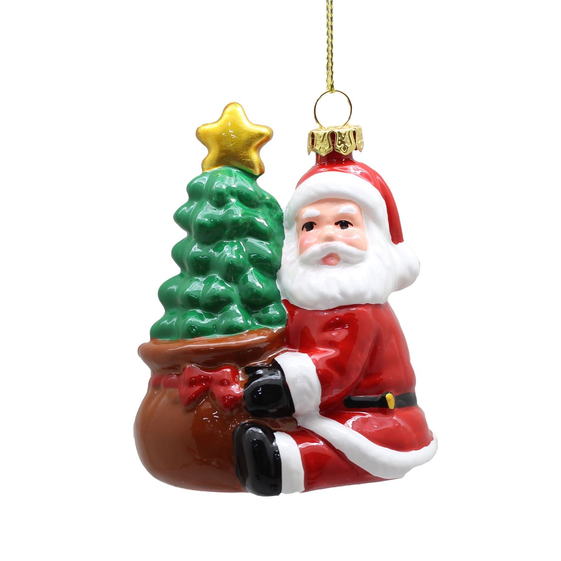 Santa with Tree Ornament - 10cm