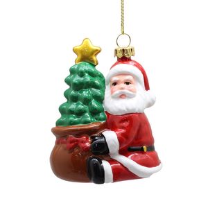 Santa with Tree Ornament - 10cm