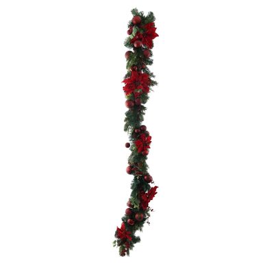 Poinsettia & Pine Garland - 180cm