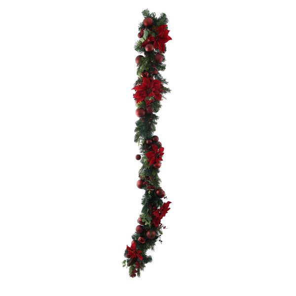 Poinsettia & Pine Garland - 180cm