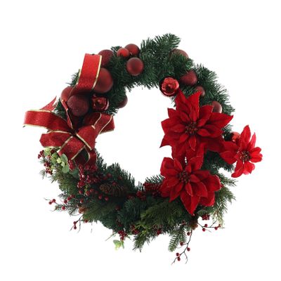 Poinsettia & Pine Wreath - 60cm