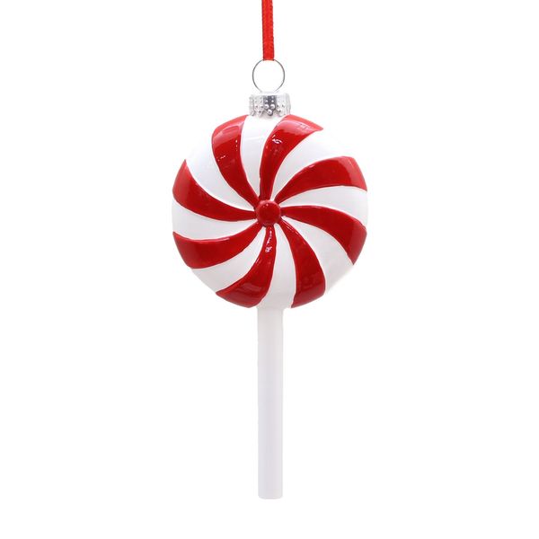 Lollipop Ornament - White/Red - 13cm