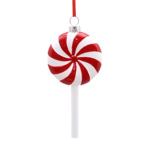 Lollipop Ornament - White/Red - 13cm