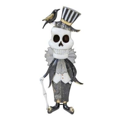 Halloween Metal Skeleton with Crow - 56cm