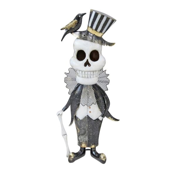 Halloween Metal Skeleton with Crow - 56cm