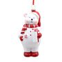 Bear with Gift Ornament - Red/White - 13cm
