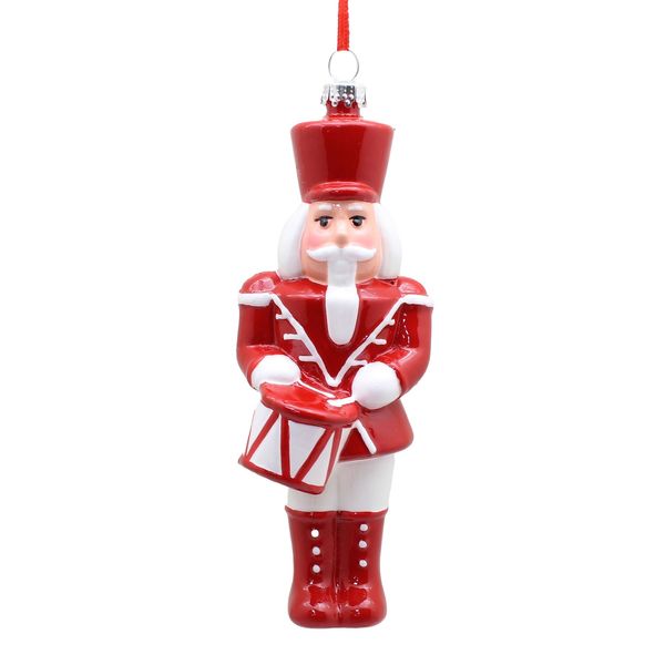 Solider with Drum Ornament - White/Red - 15cm