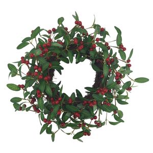 Mini Leaves with Red Berry Wreath - 45cm