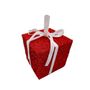 Sparkly Present with White Bow Hanging Decoration - Red - 12cm