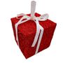 Sparkly Present with White Bow Hanging Decoration - Red - 20cm