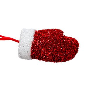 Candyland Mitten Hanging Decoration - Red/White - 15cm