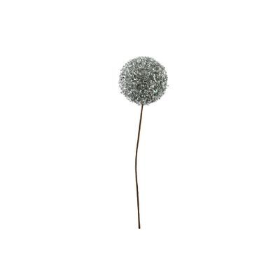 Glitter / Tinsel Ball Pick - Silver - 20cm