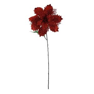 Giant Glitter & Sequin  Poinsettia Stem - Red - 70cm