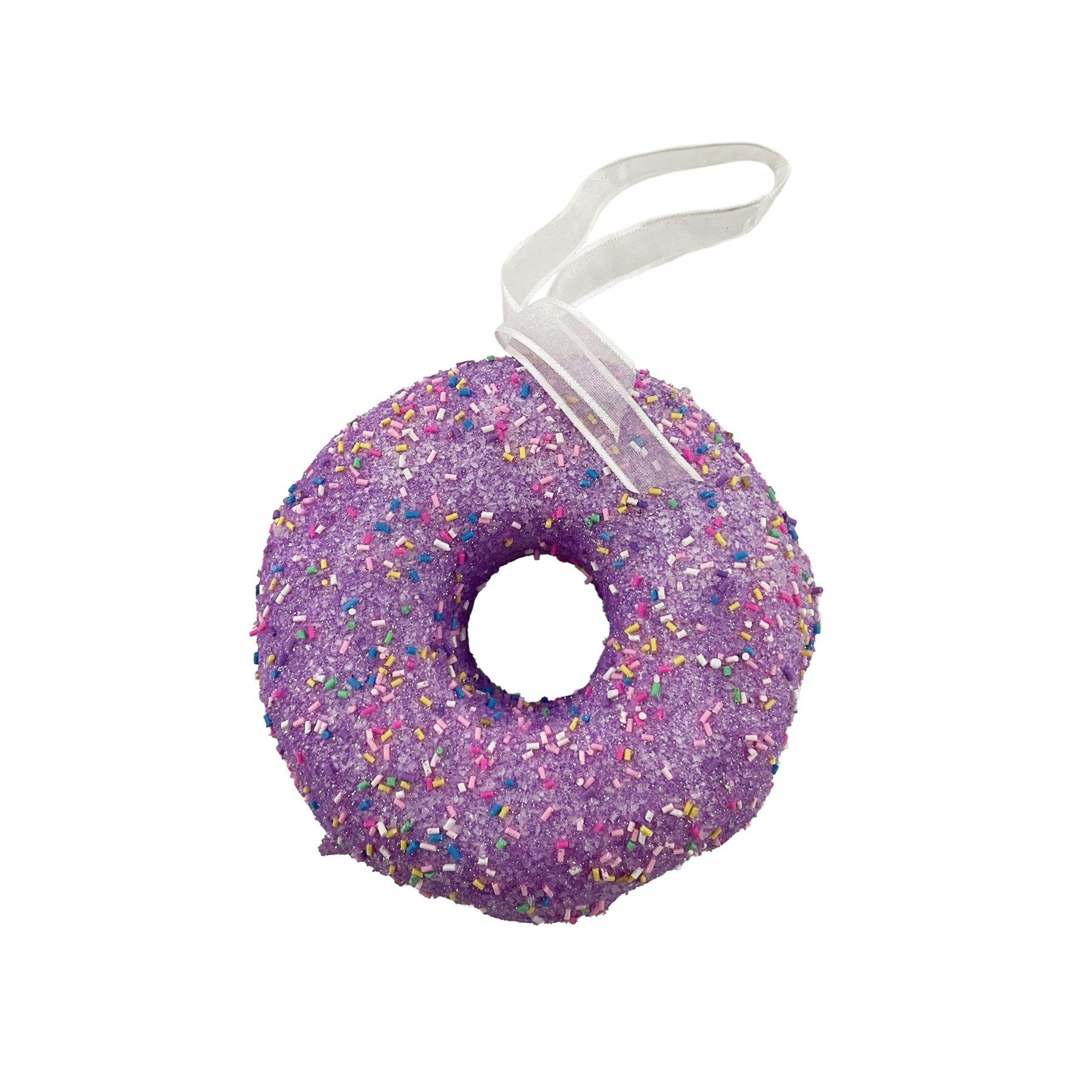 Glitter Donut Hanging Decoration - Lilac - 15cm