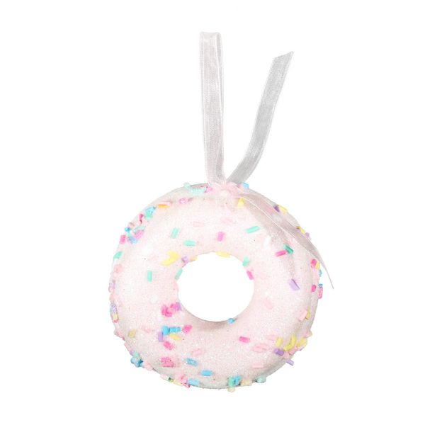 Donut Glitter Donut Hanging Decoration - Light Pink - 7cm