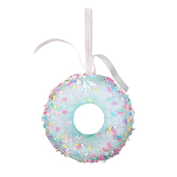 Donut Glitter Donut Hanging Decoration - Light Blue - 7cm