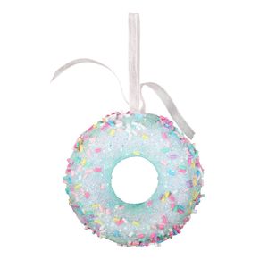 Donut Glitter Donut Hanging Decoration - Light Blue - 7cm