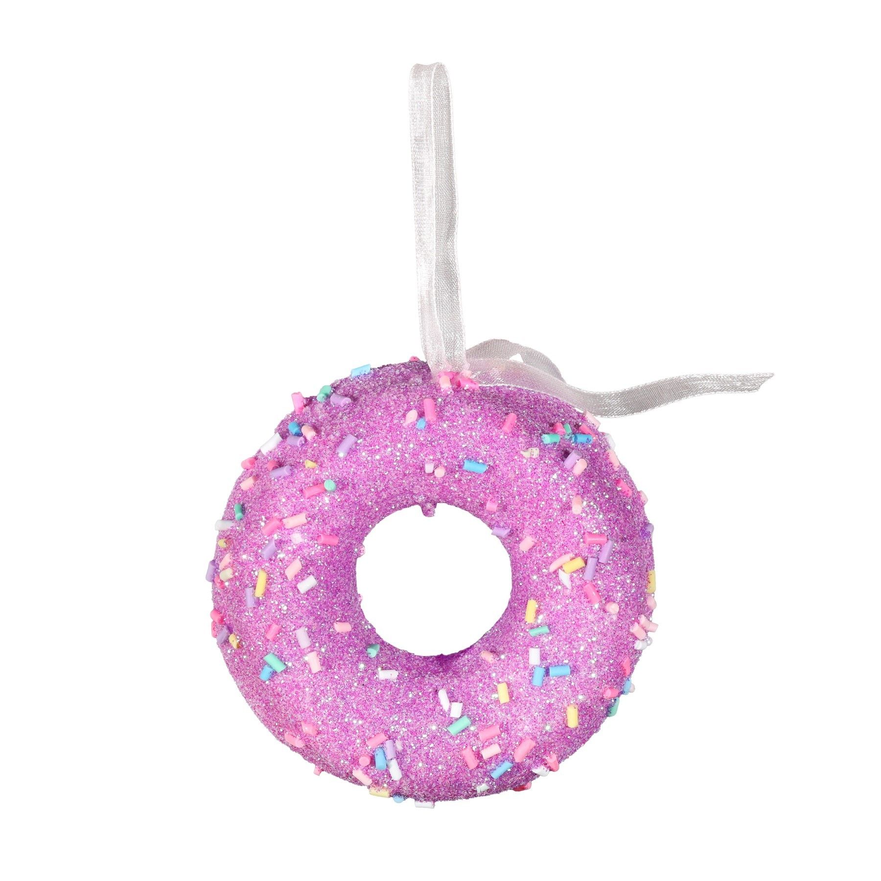 Donut Glitter Donut Hanging Decoration - Lilac - 7cm