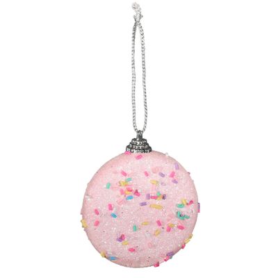 Biscuit Beaded Bauble - Light Pink - 8cm