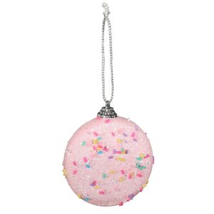 Biscuit Beaded Bauble - Light Pink - 8cm