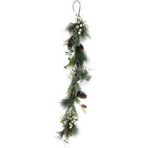 Pine Cone & Foliage Garland - Green/White - 150cm