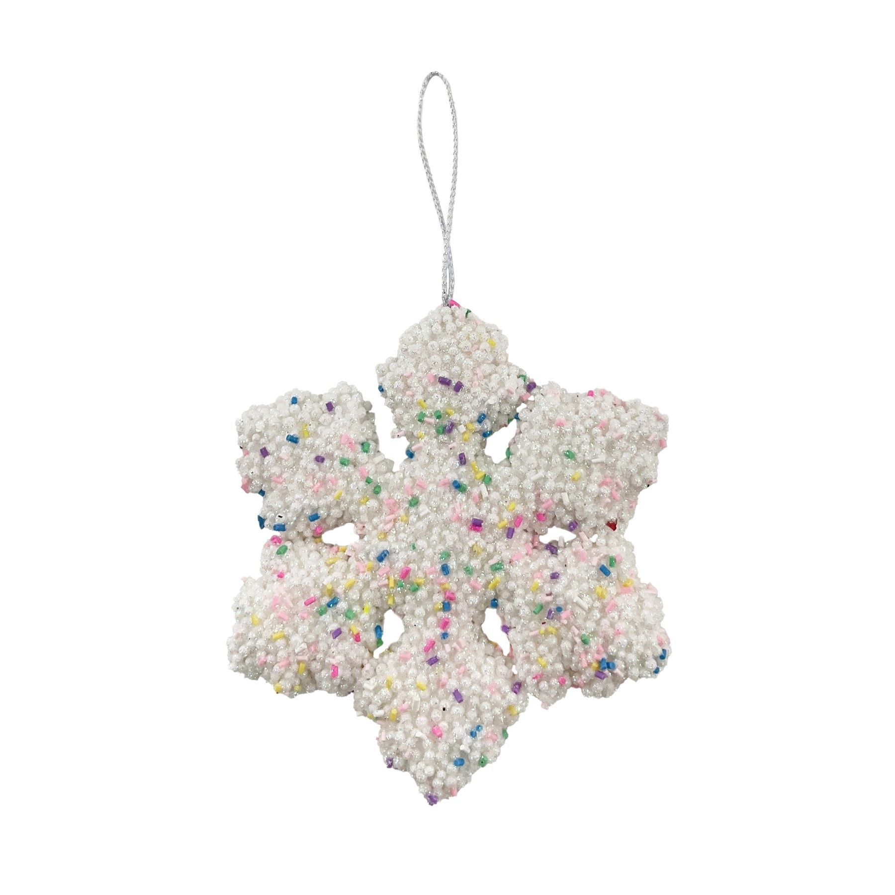 Candy Snowflake Hanging Decoration - White - 15cm
