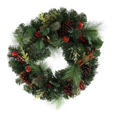 Wreath with Mixed foliage Cones and Berries - 60cm